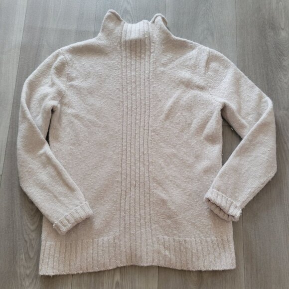 Barbara Wells Studio Womens Ribbed High Neck Sweater - Beige Size M 100% Cashmer - Picture 5 of 8